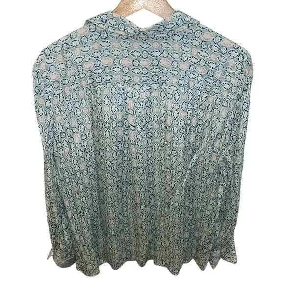 LAFAYETTE 148 New York Leaf Print Silk Blend Button Down Blouse - Picture 3 of 6